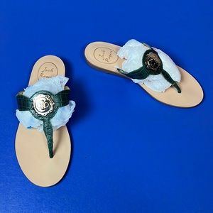 Jack Rogers Dark Green Slides Sandals Shies 6